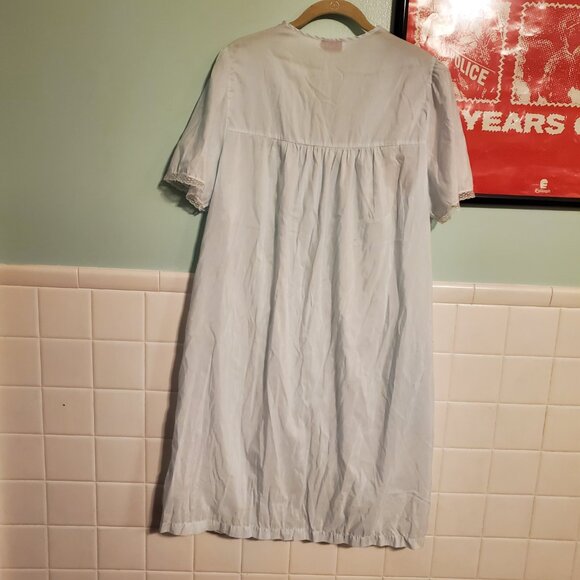 Vintage 70s Pastel Blue Babydoll Button Front Dollcore Nightgown Sleep Dress - Picture 7 of 11